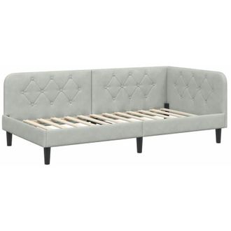 vidaXL vidaXL Cornice del letto ad angolo Grigio chiaro 90 x 190 cm Velluto