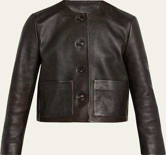 Nili Lotan Ophelie Leather Collarless Jacket