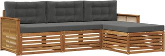 vidaXL Conjunto De Sof&aacute;s De Exterior 4 Uds. Natural Y Antracita Vidaxl