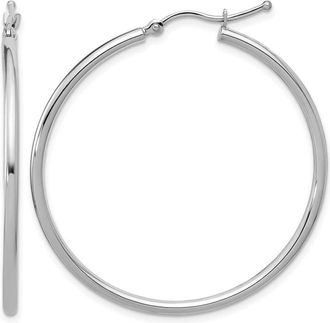 Diamond2Deal 10K White Gold Round Hinged Hoop Earrings