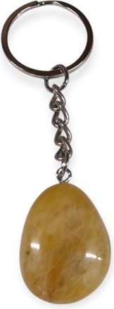Generic Jellow Jade Keyring, A Stone of Joy, Tumbled Semi-Precious Gemstone Key Chain, Healing Crystal for Joy and Happiness (Yellow Jade)
