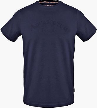 Aquascutum Mens Arch Logo Crew Neck Short Sleeve Jersey T-Shirt - Navy - Size: 2X large