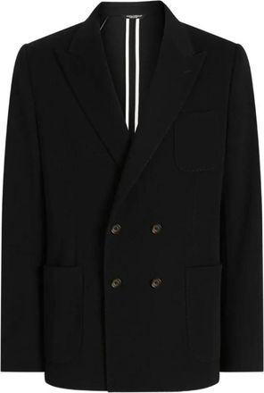 Dolce & Gabbana Double-Breasted Wool Blend Blazer - Heren - Blazers - Zwart - L - Wol - Jassen