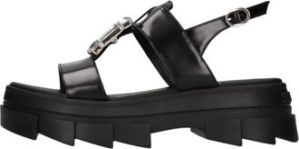 Stuart Weitzman Leren sandalen met juweeldetails - Dames - Sandalen - Zwart - 36 EU - Leer - Schoenen