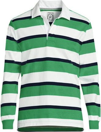 Lands End Long Sleeve Rugby Shirt in Simply Green/navy Stripe at Nordstrom, Size Xx-Large