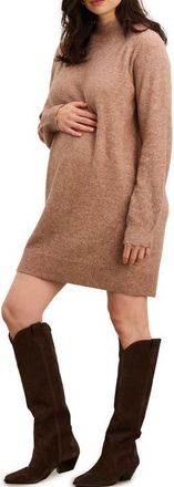 Hatch The Cozy Pointelle Poise Mini Dress in Mocha at Nordstrom, Size 1