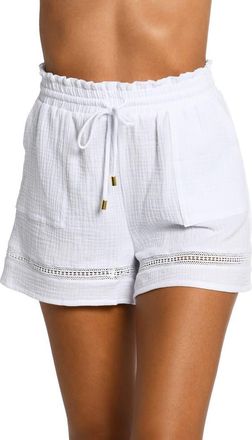 La Blanca Beach Cotton Cover-Up Shorts in White at Nordstrom, Size X-Large