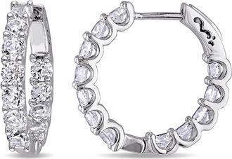 Amour 4 1/10 CT TGW Created White Sapphire Inside Outside Hoop Earrings In Sterling Silver