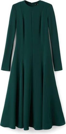 Mango Seamed Long Sleeve Fit & Flare Dress in Green at Nordstrom Rack, Size 8