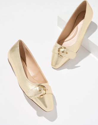 Talbots Whitley Metallic Nappa Flats - Gold - 10 1/2 M Talbots