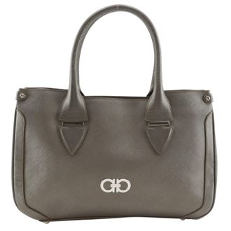 Ferragamo Gray Leather Tote Bag (Pre-Owned)