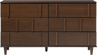 Walker Edison Modern Detailed 6-Drawer Solid Wood Dresser