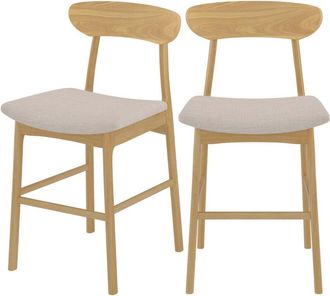 Rendez-Vous D&eacute;co Set De 2 Sillas Para Isla De Cocina En Tela Beige 66 Cm - Lana