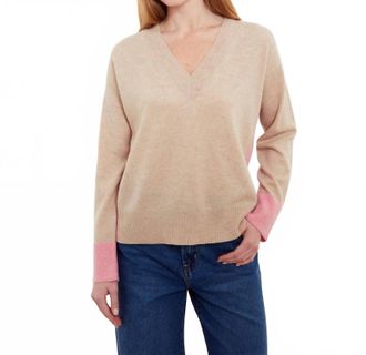 Isla Beth V-Neck Sweater In Wheat