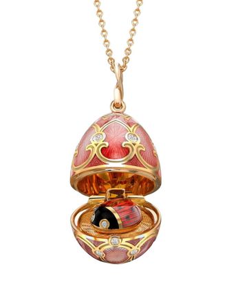 Fabergé 18kt yellow gold Heritage Ladybird Surprise diamonds locket necklace - women - White Diamond/18kt Yellow Gold/Enamel - One Size - Red