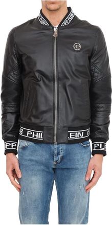 Philipp Plein Leather Jassen - Heren - Leren en Su&egrave;de Jassen - Zwart - L - Jassen