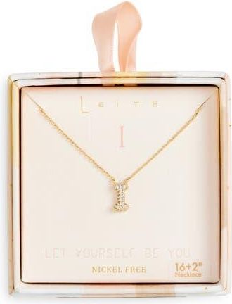 Leith Cubic Zirconia Initial Pendant Necklace in I- Clear- Gold at Nordstrom Rack