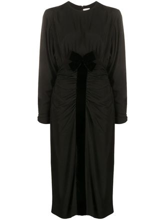Nina Ricci gathered bow dress - women - Cotton/Acetate/Viscose - 36 - Black