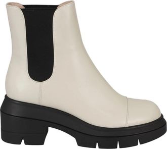 Stuart Weitzman Elegante Enkellaarsjes - Dames - Chelseaboots - Wit - 40 EU - Leer - Schoenen