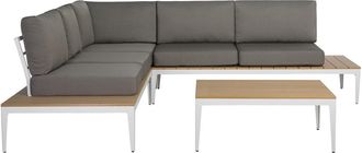 Beliani Conjunto de jardín 5 personas de madera plástica gris