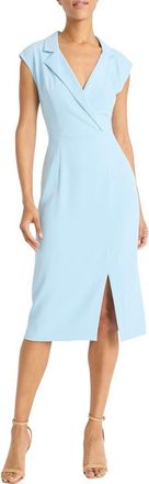 Maggy London Notch Lapel Sheath Midi Dress in Sky Blue at Nordstrom Rack, Size 18 (Similar To 16W)