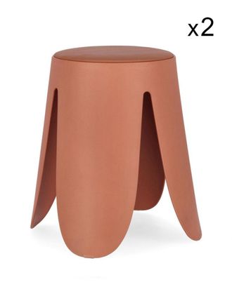 Konte Design Lote de 2 taburetes de polipropileno terracota