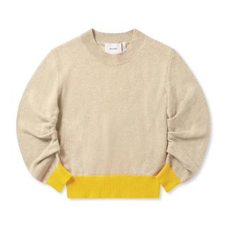 Axel Arigato Round-neck Knitwear, female, Beige, Size: XS Rina Gathered Sweater