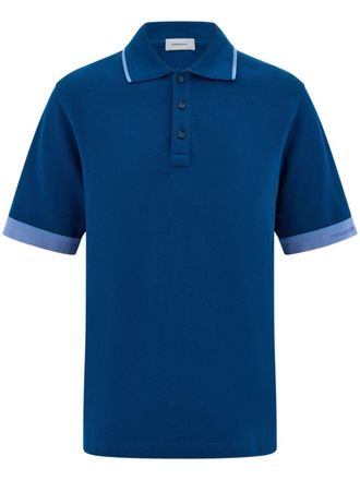 Ferragamo Poloshirt met contrasterende manchetten - Blauw