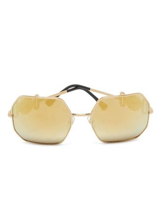 Versace Zonnebril met geometrisch montuur - Goud