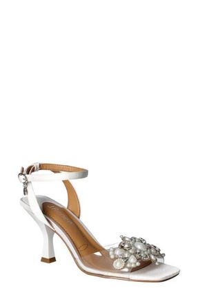J. Reneé J.Renée Raelyn Embellished Ankle Strap Sandal in Clear/White at Nordstrom, Size 7.5