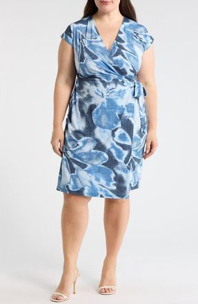 Anne Klein Floral Wrap Dress in Distant Mountain Multi at Nordstrom Rack, Size 1 X