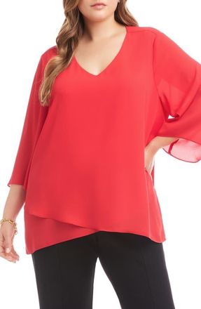 Karen Kane Asymmetric Blouse in Tomato at Nordstrom, Size 0X