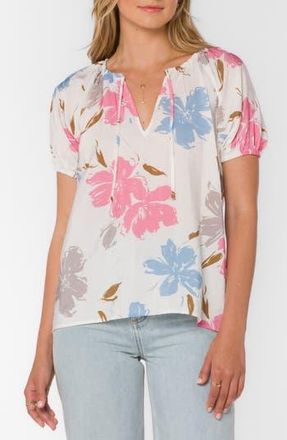 Velvet Heart Katelyn Tie Front Puff Sleeve Top in Floral Splash at Nordstrom Rack, Size X-Large