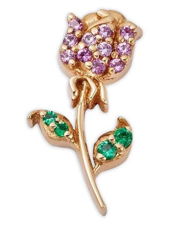 Loquet London pink sapphire rose charm - women - 18kt Rose Gold/Sapphire/Tsavorite - One Size