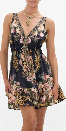 Camilla Shirred Waist Detail Mini Dress In Dynasty Daze