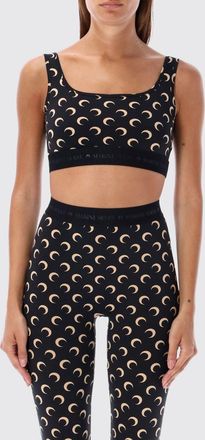 Marine Serre Top crop in nylon stretch con logo Marine Serre