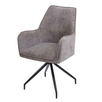 Hhg Hhg - Nunca Usado] Silla De Comedor 337, Silla De Cocina Silla Tapizada Con Reposabrazos, Tela/textil Metal, Gris Oscuro