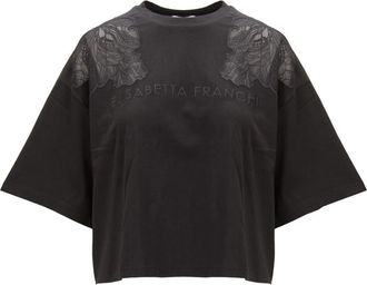 Elisabetta Franchi T-Shirts - Dames - T-shirts - Zwart - XS - Katoen - Tops