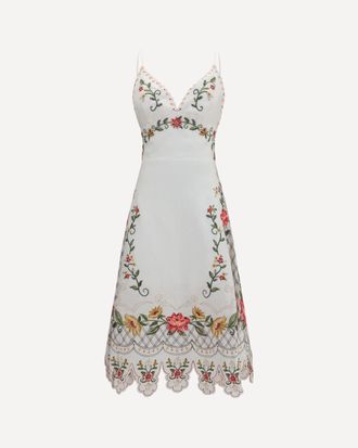 Farm Rio Embroidered midi Dress with asymmetrical hem Female XXS