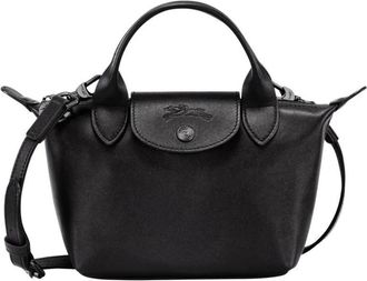 Longchamp Le Pliage Xtra Handtas met handvat XS Leer - Dames - Handtassen - Zwart - ONE Size - Leer - Tassen