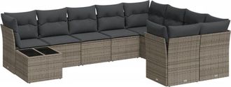 vidaXL Vidaxl - Set De Sof&aacute;s De Jard&iacute;n 10 Pzas Con Cojines Rat&aacute;n Sint&eacute;tico Gris