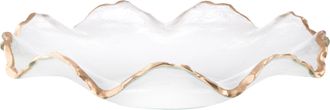 Classic Touch Glass Ruffle Bowl with Gold Edge 12D 2.75H