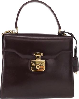 Gucci Pre-owned Handbags, female, Red, Size: ONE SIZE Pre-owned Vintage Leather Top Handle Bag