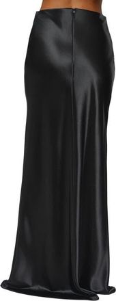 JLUXLABEL Tradition Satin Maxi Skirt in Black at Nordstrom, Size X-Small