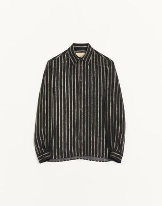 Valentino Camicia Valentino In Chiffon Di Seta & Lurex Uomo NERO/ORO 39