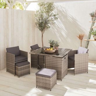 Sweeek Set tavolo da giardino in resina intrecciata con 4-8 posti