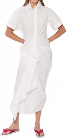 Rosie Assoulin Gathered Ruffle Shirt Dress In White