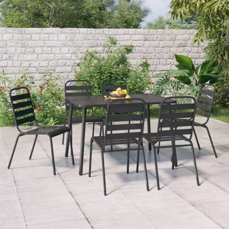 vidaXL Vidaxl - Juego De Comedor De Jard&iacute;n 7 Piezas Acero Gris Antracita