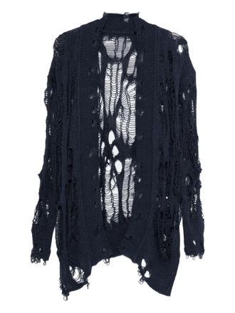 Yohji Yamamoto distressed knitwear - women - Cotton/Acrylic - 2 - Blue