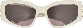 Balenciaga 57mm Rectangular Sunglasses in Ivory Ivory Grey at Nordstrom Rack